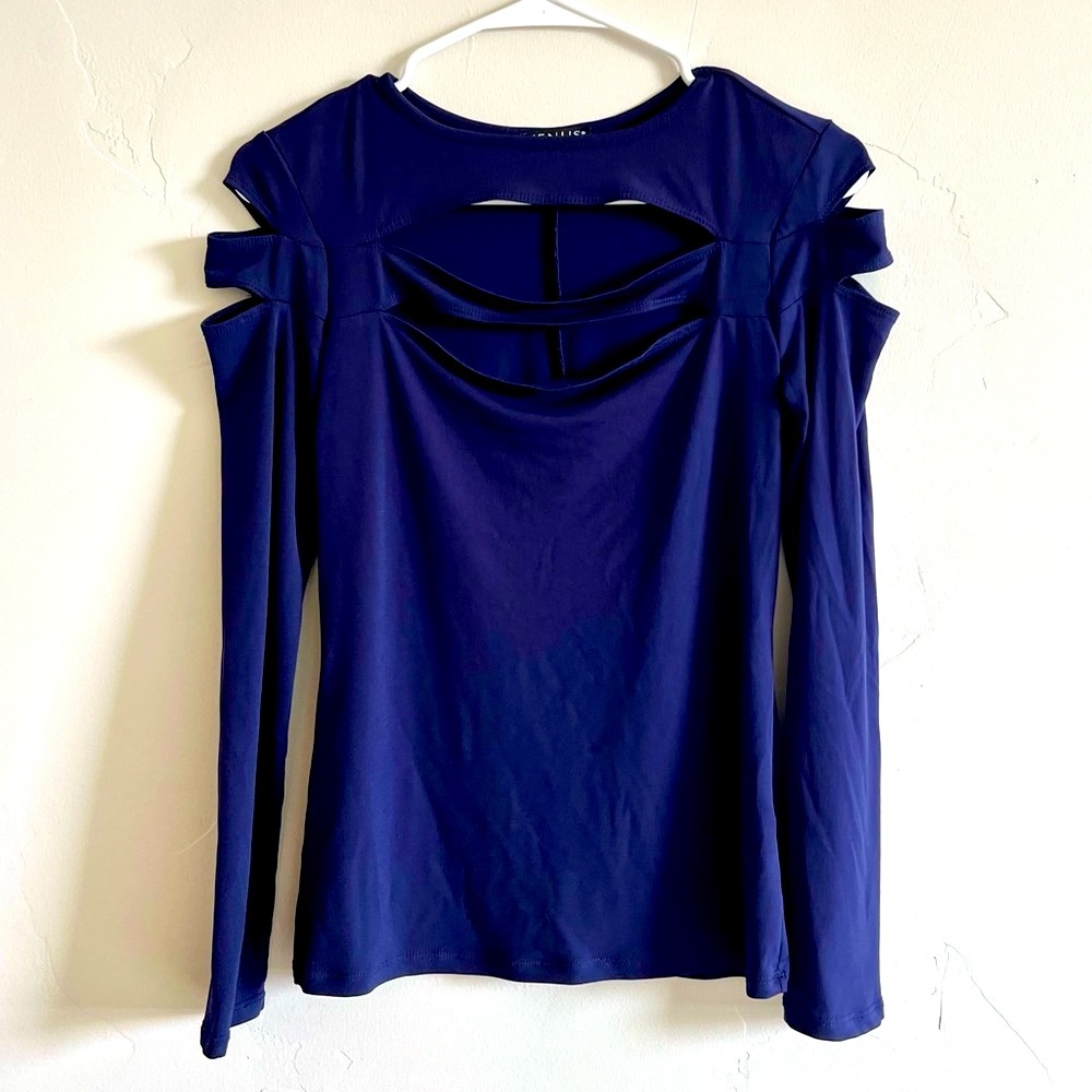 Venus Modern Cut Out Top in Midnight Blue